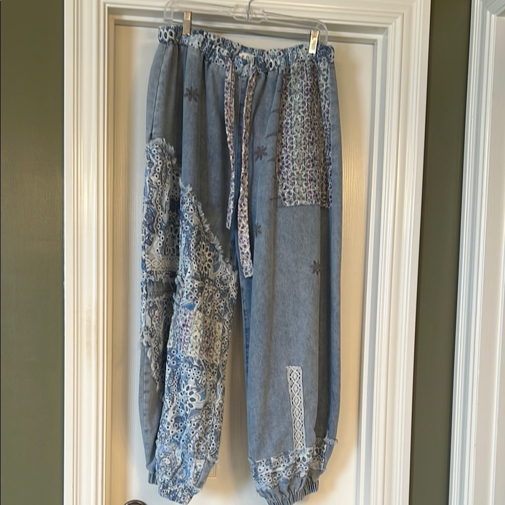 POL Women's Patchwork Jeans - Blue and Gray